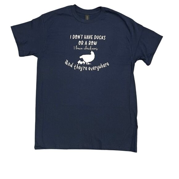 Gildan Heavy Cotton Chickens Everywhere T-Shirt Navy Blue Size Medium - Picture 2 of 4